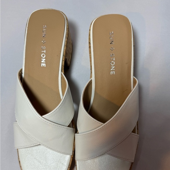 Life Stride White Cork Wedge Sandals Size 6.5 – Summer Slip-On Heels - Picture 5 of 9